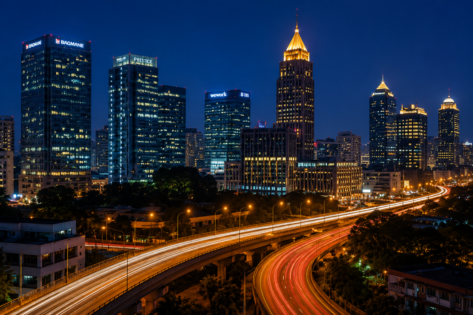 Bengaluru branch office — city skyline at night